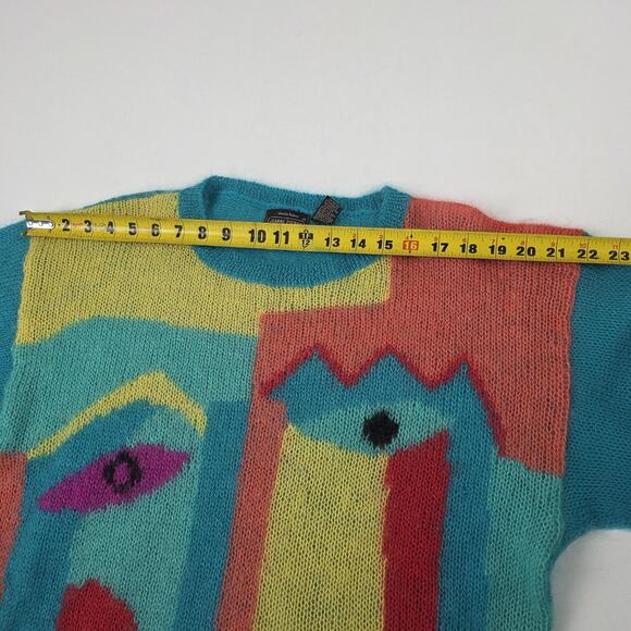 Vintage Renee Tener Jeanne Pierre Sweater Womens Large Mohair Abstract Face 80s - Picture 4 of 9